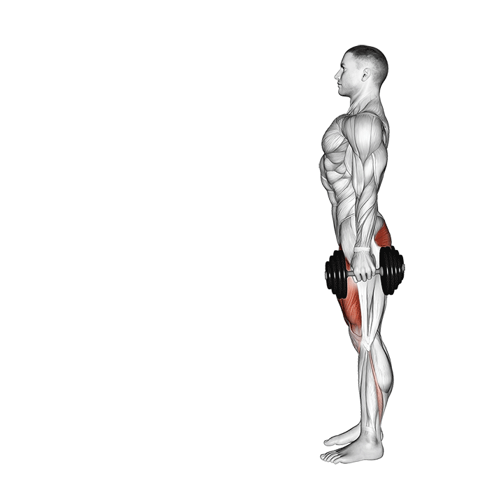 выпад с гантелями